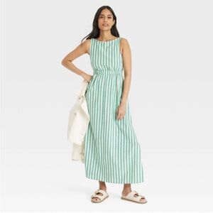 Universal Thread Mint and White Striped Maxi Dress